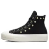 Adidași Chuck Taylor All Star cu platformă înaltă, din piele de căprioară, cu ținte „Negru”