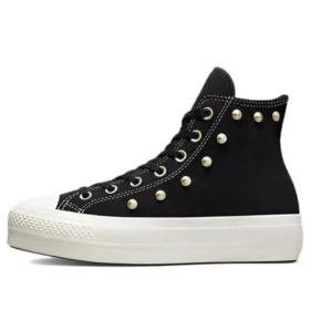 Adidași Chuck Taylor All Star cu platformă înaltă, din piele de căprioară, cu ținte „Negru”