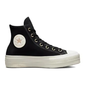 Adidași Chuck Taylor All Star cu platformă înaltă, din piele de căprioară, cu ținte „Negru”