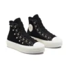 Adidași Chuck Taylor All Star cu platformă înaltă, din piele de căprioară, cu ținte „Negru”