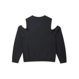 Bluză cu umeri decupați din tricot răsucit Mărimi asiatice „Negru”