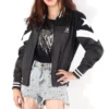 Bomber de baseball fără căptușeală, mărimi asiatice „Grey White Black”