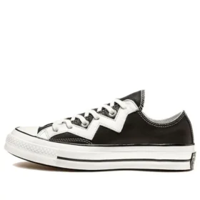 Chuck 1970s Mission-V Low Top Alb cu dungi zimțate „Negru Alb”