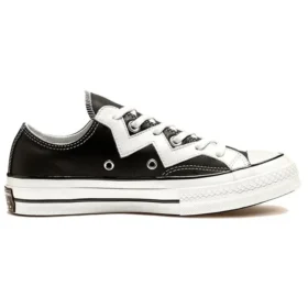 Chuck 1970s Mission-V Low Top Alb cu dungi zimțate „Negru Alb”