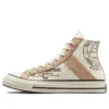 Chuck 70 cu inserții din piele, model înalt „Egret Champagne Tan”