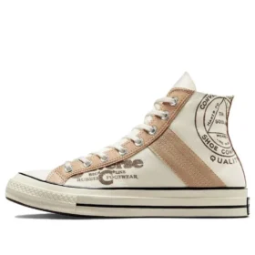 Chuck 70 cu inserții din piele, model înalt „Egret Champagne Tan”