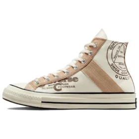 Chuck 70 cu inserții din piele, model înalt „Egret Champagne Tan”