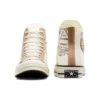 Chuck 70 cu inserții din piele, model înalt „Egret Champagne Tan”