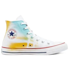 Chuck Taylor All Star High Hand Painted Canvas „White Yellow Blue”