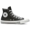 Chuck Taylor All Star Mission-V din piele, model înalt, talpă cu model ondulat, negru-alb „Black White”