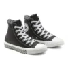 Chuck Taylor All Star Mission-V din piele, model înalt, talpă cu model ondulat, negru-alb „Black White”