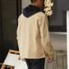 Cămașă de lucru din pânză spălată cu fermoar complet Mărimi asiatice „Nomad Khaki”