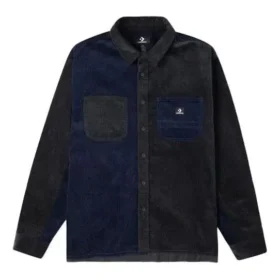 Cămașă din catifea cu blocuri de culoare, mărimi asiatice „Navy Black”