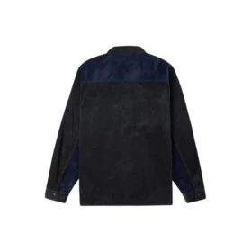 Cămașă din catifea cu blocuri de culoare, mărimi asiatice „Navy Black”