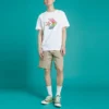 Converse pentru bărbați, culori contrastante, casual, sport, imprimeu, mânecă scurtă, alb