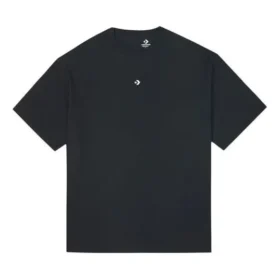Culoare solidă, croi larg, guler rotund, mânecă scurtă, stil pentru cuplu, negru