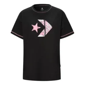 Haină lejeră cu imprimeu, guler rotund și mâneci scurte, negru