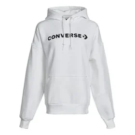 Hanorac casual sportiv cu logo clasic, căptușit cu fleece, alb