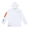 Hanorac cu glugă Converse x Rokit Crossover pentru bărbați, cu imprimeu mare, mâneci lungi, alb