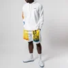 Hanorac cu glugă Converse x Rokit Crossover pentru bărbați, cu imprimeu mare, mâneci lungi, alb