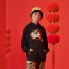 Hanorac cu glugă cu imprimeu de litere de desene animate, mărimi asiatice „Negru Alb Roșu”