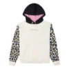 Hanorac cu glugă și imprimeu leopard curcubeu, mărimi asiatice „Off White”