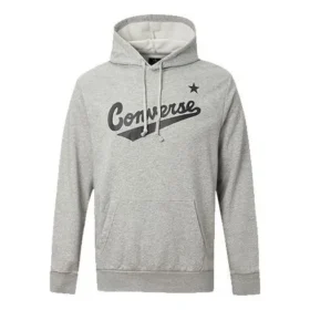 Hanorac cu glugă și șnur Converse pentru bărbați, cu imprimeu cu litere, gri