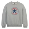 Hanorac cu guler rotund din fleece Go-To Chuck Taylor All Star cu patch-uri, croială standard, mărimi asiatice „Gri vintage melanj”
