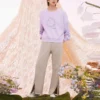 Hanorac cu guler rotund și imprimeu floral, mărimi asiatice „Lilac”