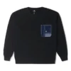 Hanorac cu guler rotund și patchwork din denim Mărimi Asia „Black”