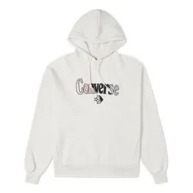 Hanorac larg din fleece cu logo brodat, alb