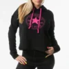 Hanorac sport casual cu glugă, tricotat, negru