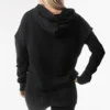 Hanorac sport casual cu glugă, tricotat, negru