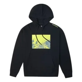 Hanorac sport Converse pentru bărbați, cu imprimeu, căptușit cu fleece, negru