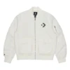 Jachetă aviator retro sportivă largă cu logo SS22, stil pentru cuplu, albă