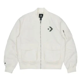 Jachetă aviator retro sportivă largă cu logo SS22, stil pentru cuplu, albă