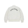 Jachetă aviator retro sportivă largă cu logo SS22, stil pentru cuplu, albă