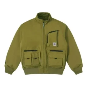 Jachetă bomber scurtă din puf, mărimi asiatice „Olive Green”