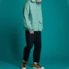 Jachetă casual cu glugă și buzunare Converse pentru bărbați, albastru spălat