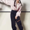 Jachetă casual cu logo mic Roz Violet