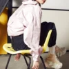 Jachetă casual cu logo mic Roz Violet