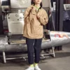 Jachetă casual retro cu glugă, stil pentru cuplu, mărimi asiatice, „Khaki”