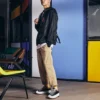 Jachetă casual retro cu glugă, stil pentru cuplu, negru