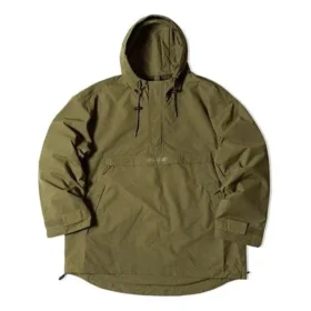 Jachetă casual sport cu glugă și jumătate de fermoar Converse x Kim Jones pentru bărbați, verde militar