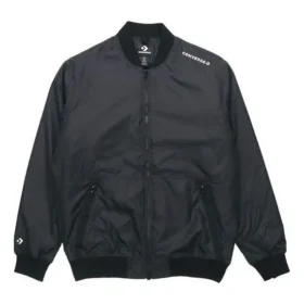 Jachetă Converse Aviator pentru bărbați, uniformă de baseball, țesută, rezistentă la vânt, cu fermoar, toamnă, negru