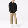 Jachetă Converse Aviator pentru bărbați, uniformă de baseball, țesută, rezistentă la vânt, cu fermoar, toamnă, negru