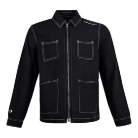 Jachetă Converse Pocket Woven cu mâneci lungi pentru bărbați, negru Jachetă Converse Pocket Woven cu mâneci lungi pentru bărbați, negru