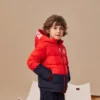 Jachetă cu glugă căptușită cu fleece și emblemă Logo, mărimi asiatice „Roșu Negru”
