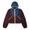 Jachetă cu glugă din fleece cu fermoar integral, mărimi asiatice „Red Currant”