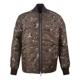 Jachetă cu guler ridicat, imprimeu camuflaj, mărime asiatică „Camo Green”